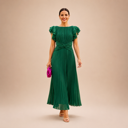 SERAPHINA | Elegant Pleated Maxi Dress with Twist Waist