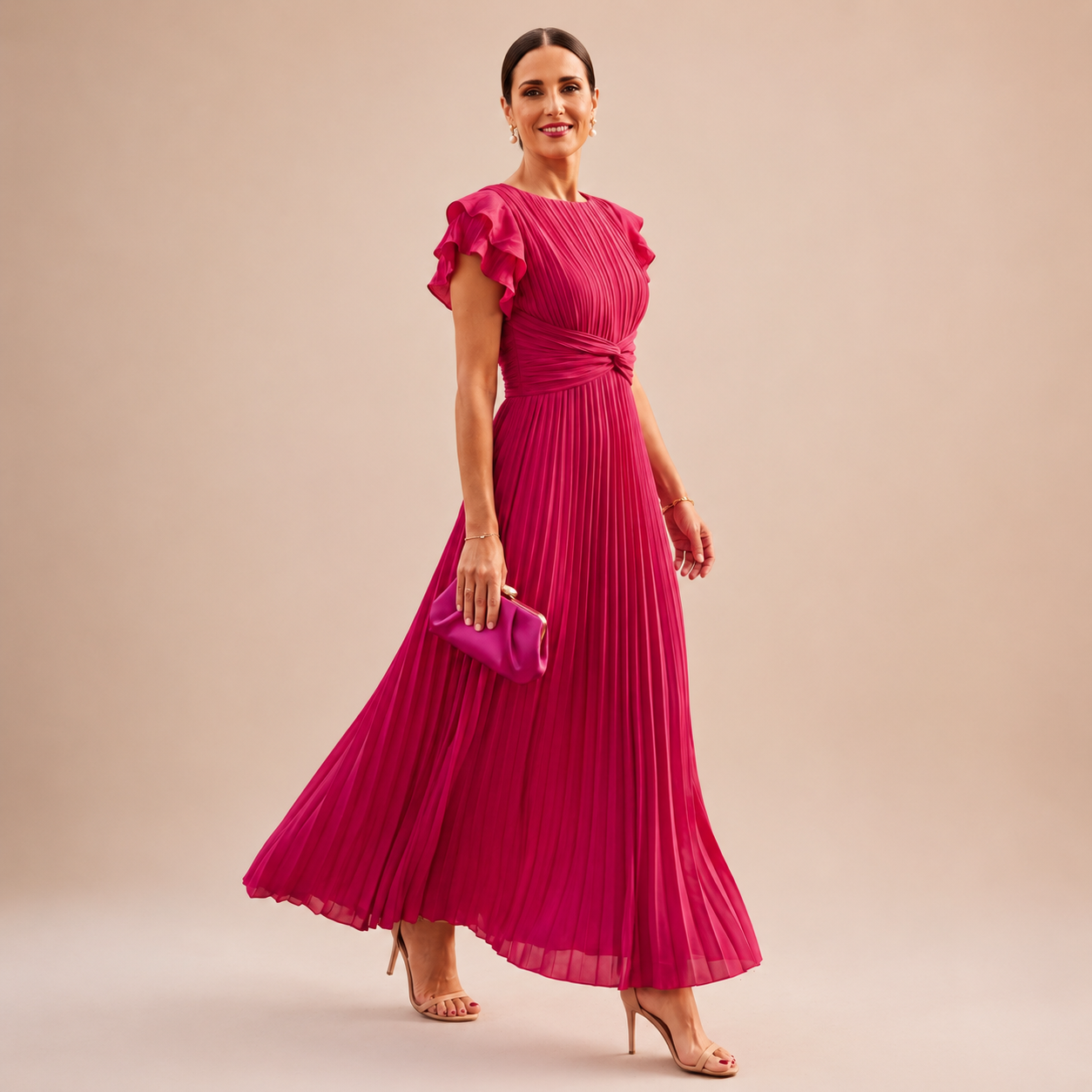 SERAPHINA | Elegant Pleated Maxi Dress with Twist Waist