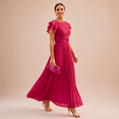 SERAPHINA | Elegant Pleated Maxi Dress with Twist Waist