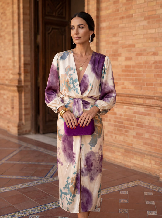 Valeria – Luxury dress with watercolor pattern